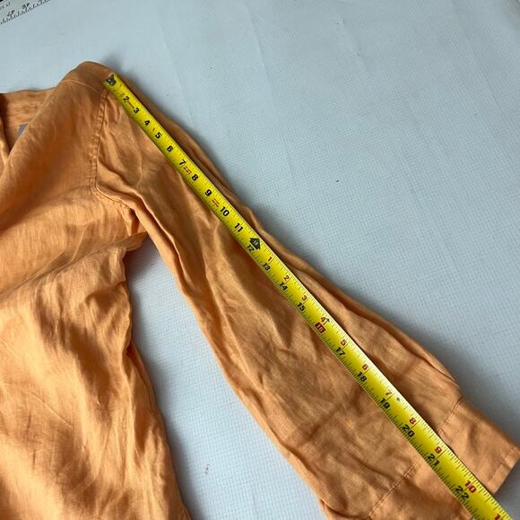J. Jill Orange Linen Button Front Shirt Women Size Small - Picture 4 of 10